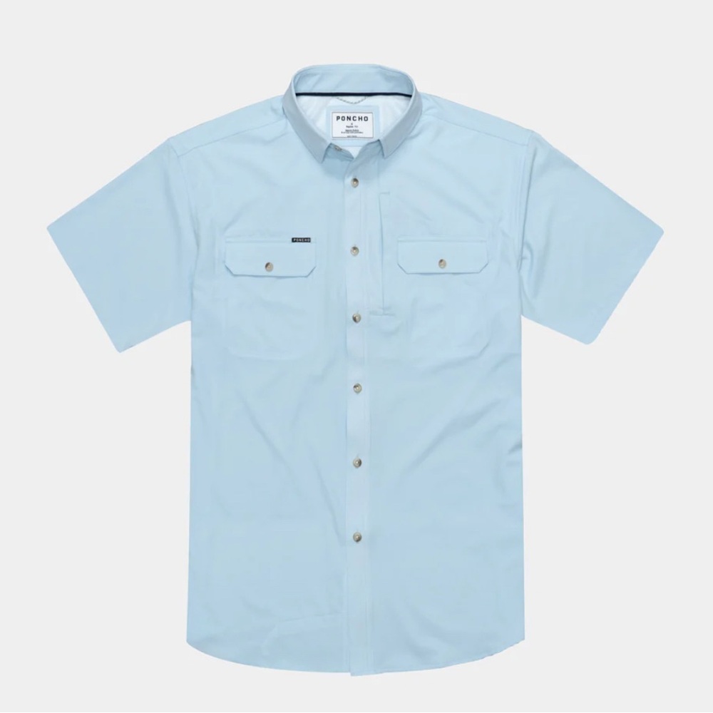Poncho Light Blue Casual Button Down Shirt